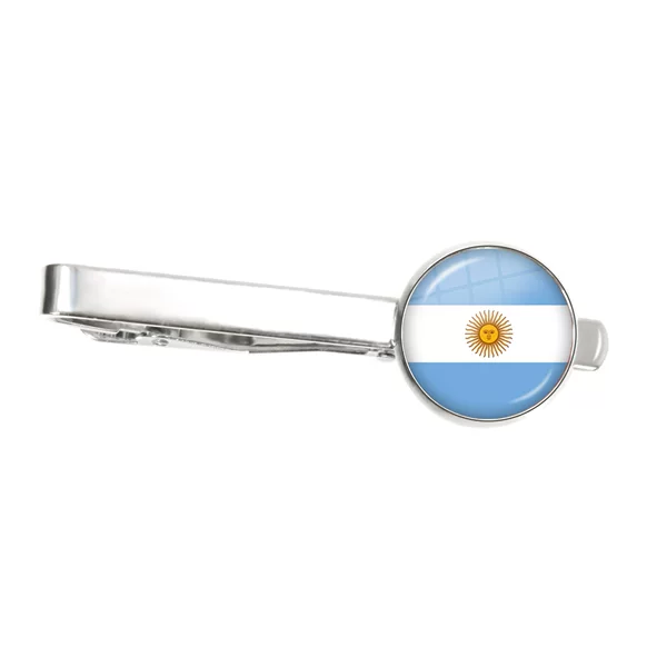 Cross-Border Best-Selling 16mm Time Gemstone Men's Tie Clip with Various National Flags, Simple and Versatile Small Accessory