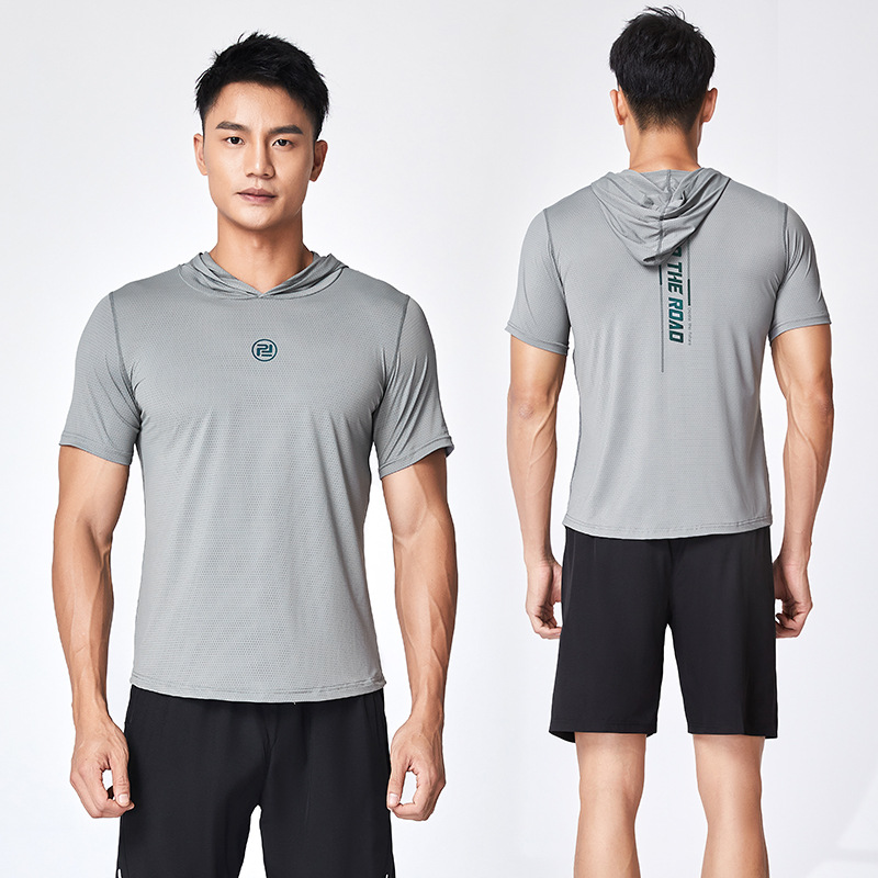 Los hombres y las mujeres de la misma seda de hielo de nylon corriendo camiseta verano deportes manga corta Camiseta suelta fitness de secado rápido ropa de pareja