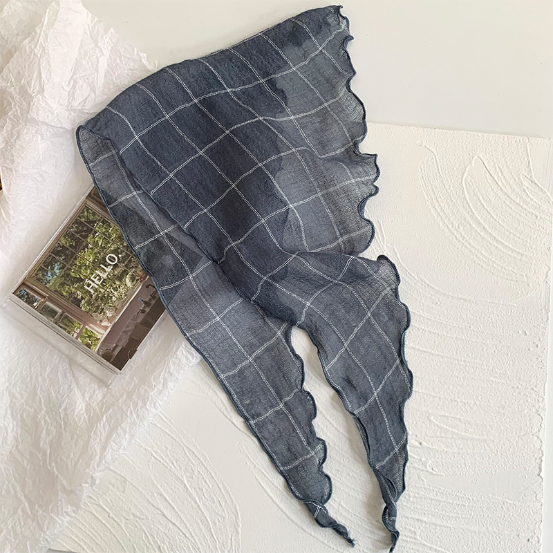 Turbante triangular, cinturón para el cabello, cabello atado, versión coreana de la bufanda triangular a cuadros japonesa, bufanda para el cuello de verano, bufanda transpirable de todo fósforo