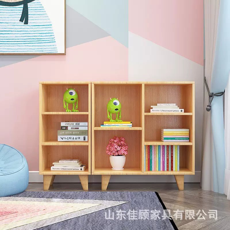 实木儿童落地书柜客厅家用简易书橱小学生书房边角收纳柜