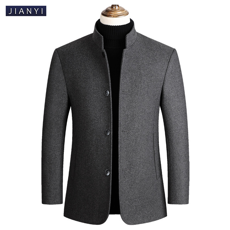 European Size Autumn and Winter New Product, Thickened with Cotton, Single-Breasted Stand Collar Woolen Zhongshan Suit Men's Jacket Coat European Size Autumn and Winter New Product, Thickened with Cotton, Single-Breasted Stand Collar Woolen Zhongshan Suit Men's Jacket Coat