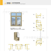佛山鋁型材擠壓廠50單門玻璃窗型材 平開窗型材亞聯系統門窗