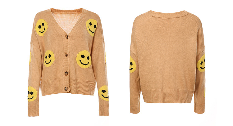 Smiley Knitted Long Sleeve Loose Knitted Sweater - Sweaters - Uniqistic.com