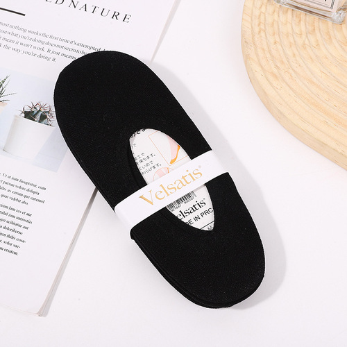 Socks for women summer thin invisible socks high elastic non-slip boat socks shallow mouth socks for women solid black silk thin stockings for women