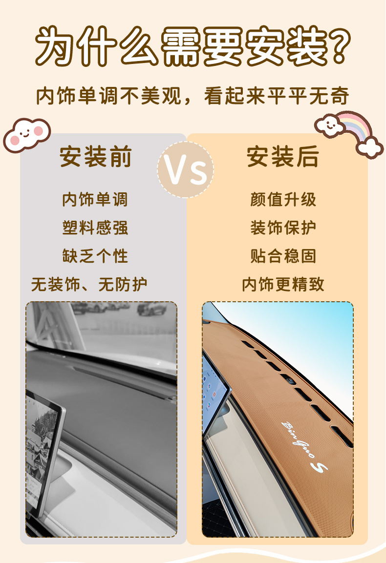 Suitable for 25 Models of Binguo S Cars, Special Interior Sunshade and Anti-Slip Light-Blocking Mat for Dashboard and Center Console Modification