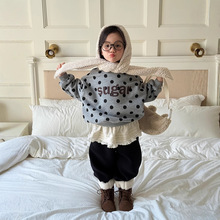 儿童字母卫衣加绒2025秋冬抓绒男女童长袖圆领套头上衣