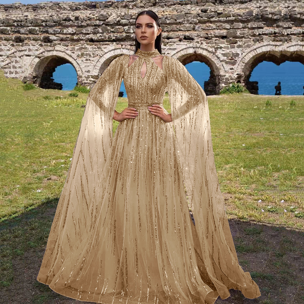 Vestido Largo Elegante de Malla con Lentejuelas y Borlas para Mujer, Estilo Europeo y Americano, Primavera-Verano 2025