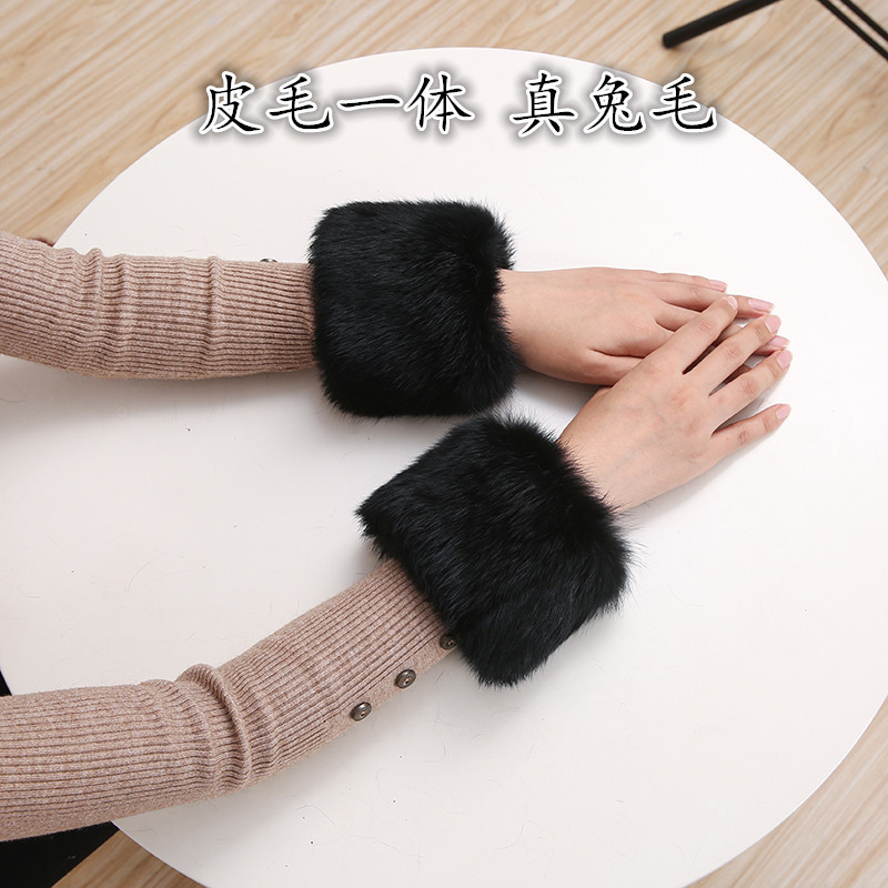 Real Rabbit Fur Cuffs, Rex Rabbit Fur Sleeves, Warm Fur Wrist Guards, Plush Bracelets, Fur Women's Sleeves, Windproof and Fashionable