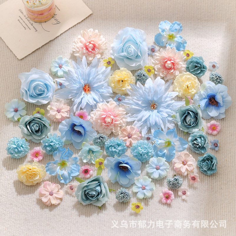 60-Piece Multi-Color Set of Artificial Flowers for DIY Bachelor's Graduation Cap, Beach Hat, Headwear, Fake Flower Accessories, and Decorative Materials