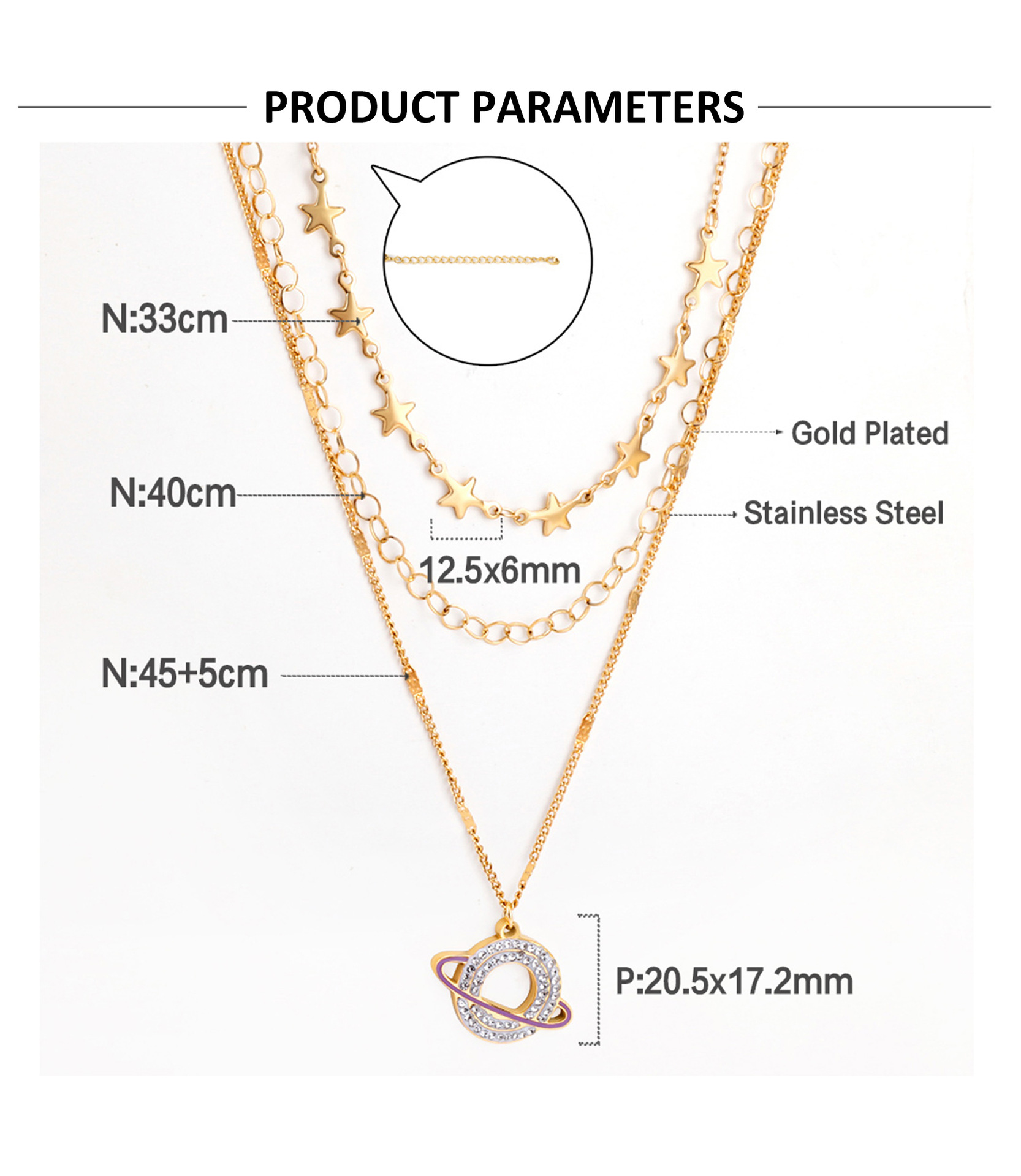 Fashion Universe Astronaut Stainless Steel Artificial Rhinestones Artificial Pearls Layered Necklace