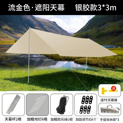 Vinyl Canopy Tent Outdoor Portable Large Camping Gear Picnic Sunshade Octagonal Butterfly-Shaped Sun Shelter (Avtomobil yan çətirləri) - silver-glue-square-33m-sun-protection-canopy