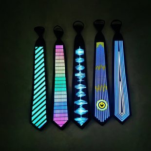 Led Luminous Tie Voice-Activated Colorful Luminous El Color Optional Christmas Carnival Gift Performance Bar