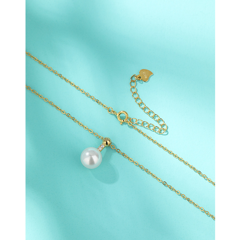 S925 plata esterlina collar de perlas artificiales para mujeres primavera y verano lujo ligero nicho simple de alta sensación cadena de clavícula cadena de suéter universal