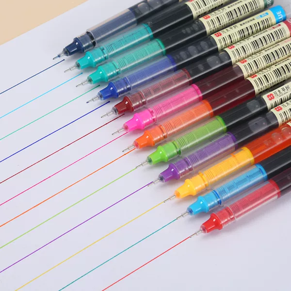 Straight Liquid Rollerball Pen Colorful Gel Pen Quick-Drying Student 0.5 Straight Liquid Pen Ins Japanese Style Note-Taking Pen
