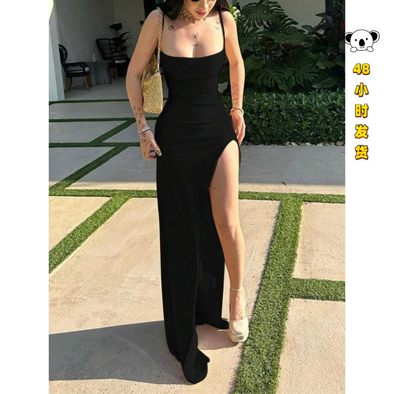 D 78582 Cami Backless High Slit Gown - Strapless, backless, high slit evening dress