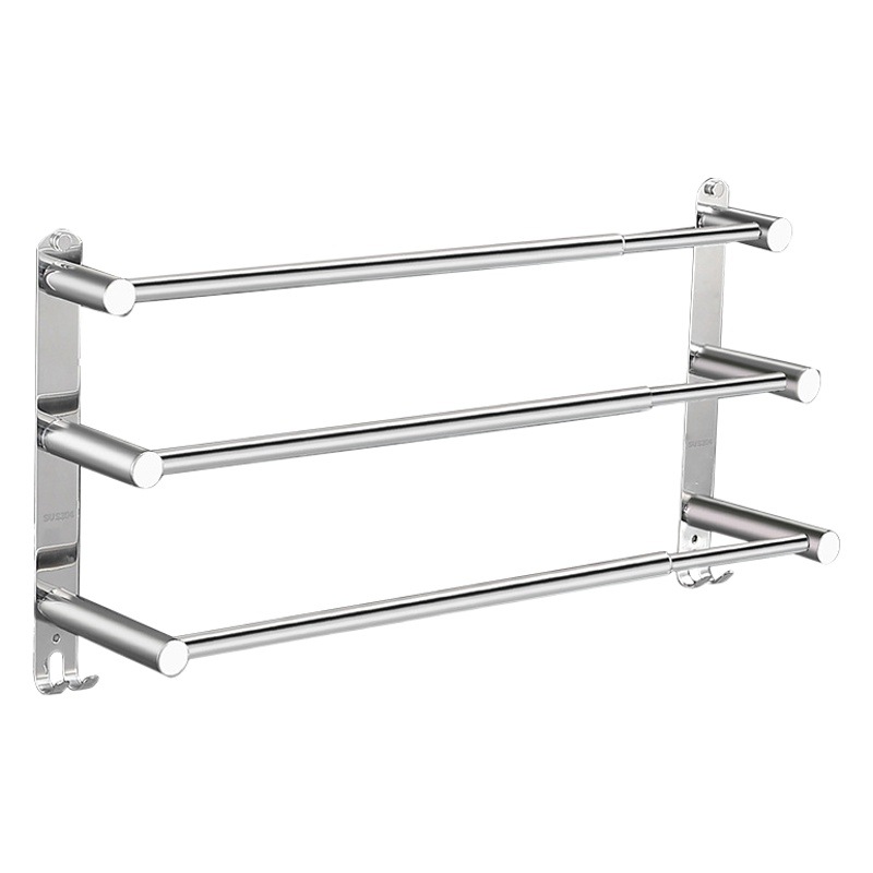 Amazon retractable stainless steel towel bar bathroom storage rack towel rack punch-free wall hanging