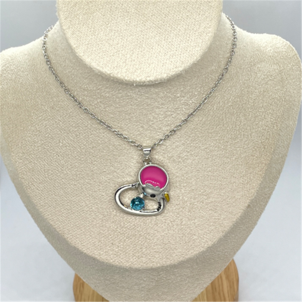 Collana con ciondolo a forma di elefante con grandi orecchie rosa e zircone blu semplice e adorabile, tendenza alla personalità, regali per bambini_voghion.com