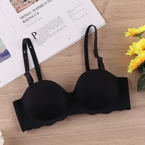 One-piece comfortable glossy seamless small breast push-up high school student bra without rims and comfortable underwear for women with thin top and thick bottom