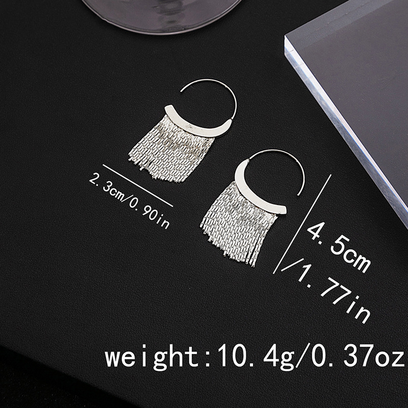 1 Pair Simple Style C Shape Tassel Plating Copper Drop Earrings display picture 7