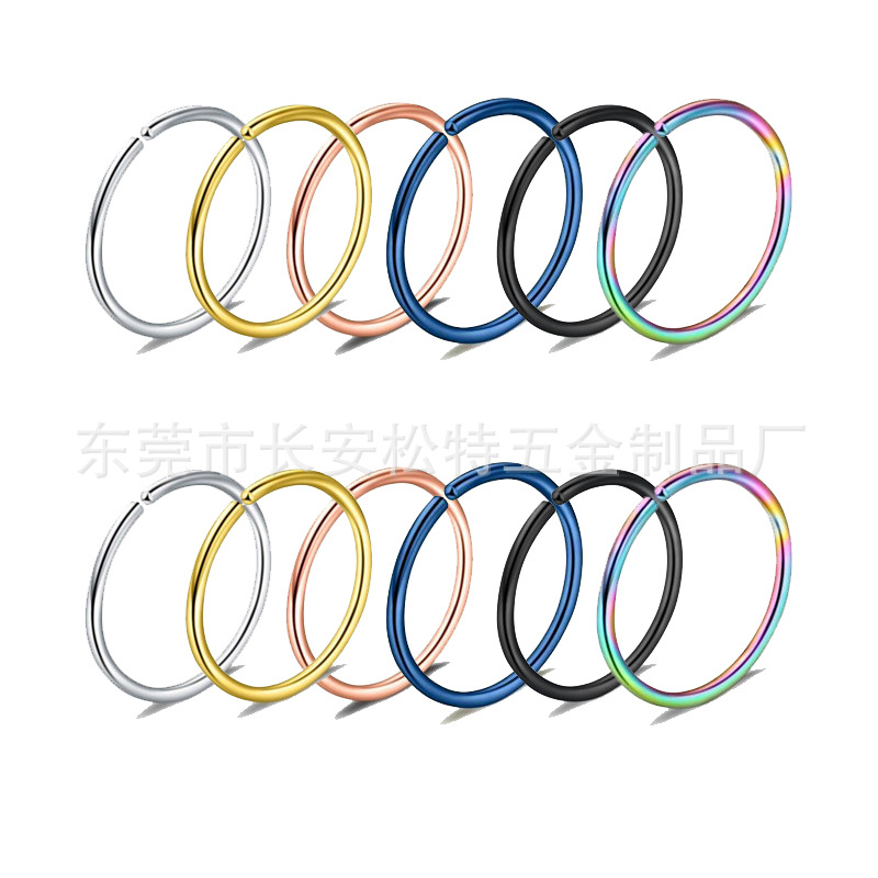 Anillo de nariz falsa de círculo sin agujeros transfronterizos europeo y americano joyería de perforación del cuerpo anillo de Nariz de acero inoxidable anillo de labio