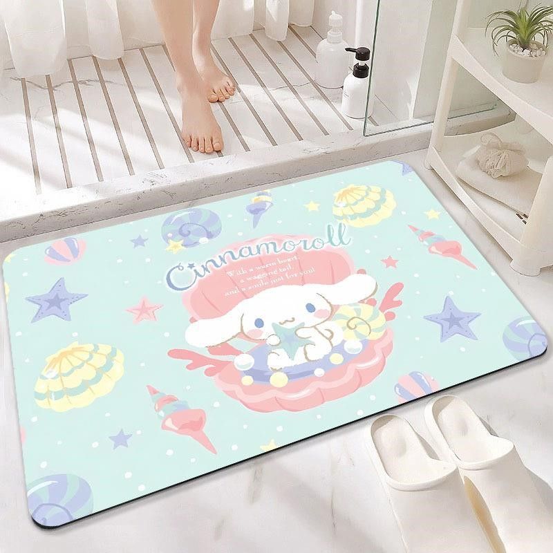 Cartoon Bathroom Absorbent Foot Mat Soft Diatom Mud Popular Sanrio Small White Floor Mat Carpet Non-Slip Bathroom Cute
