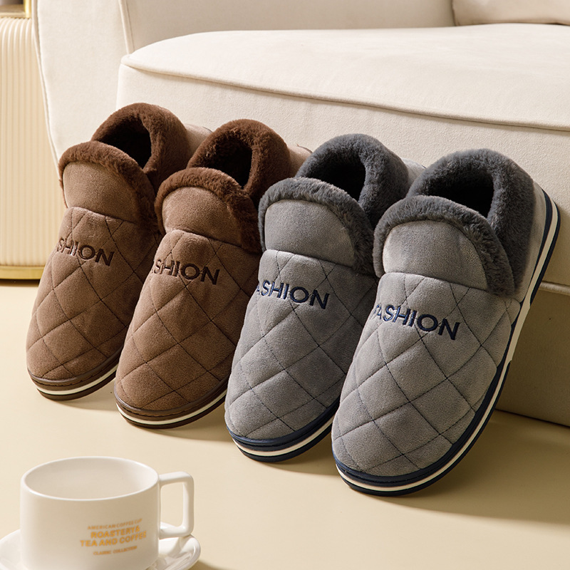 Autumn and winter men's bag with cotton shoes extra large size plus size home cotton slippers warm thick bottom 47 48 49