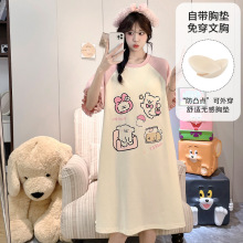 睡裙女夏季春秋冬款学生家居服可爱外穿薄款短袖宽松大码睡衣夏天
