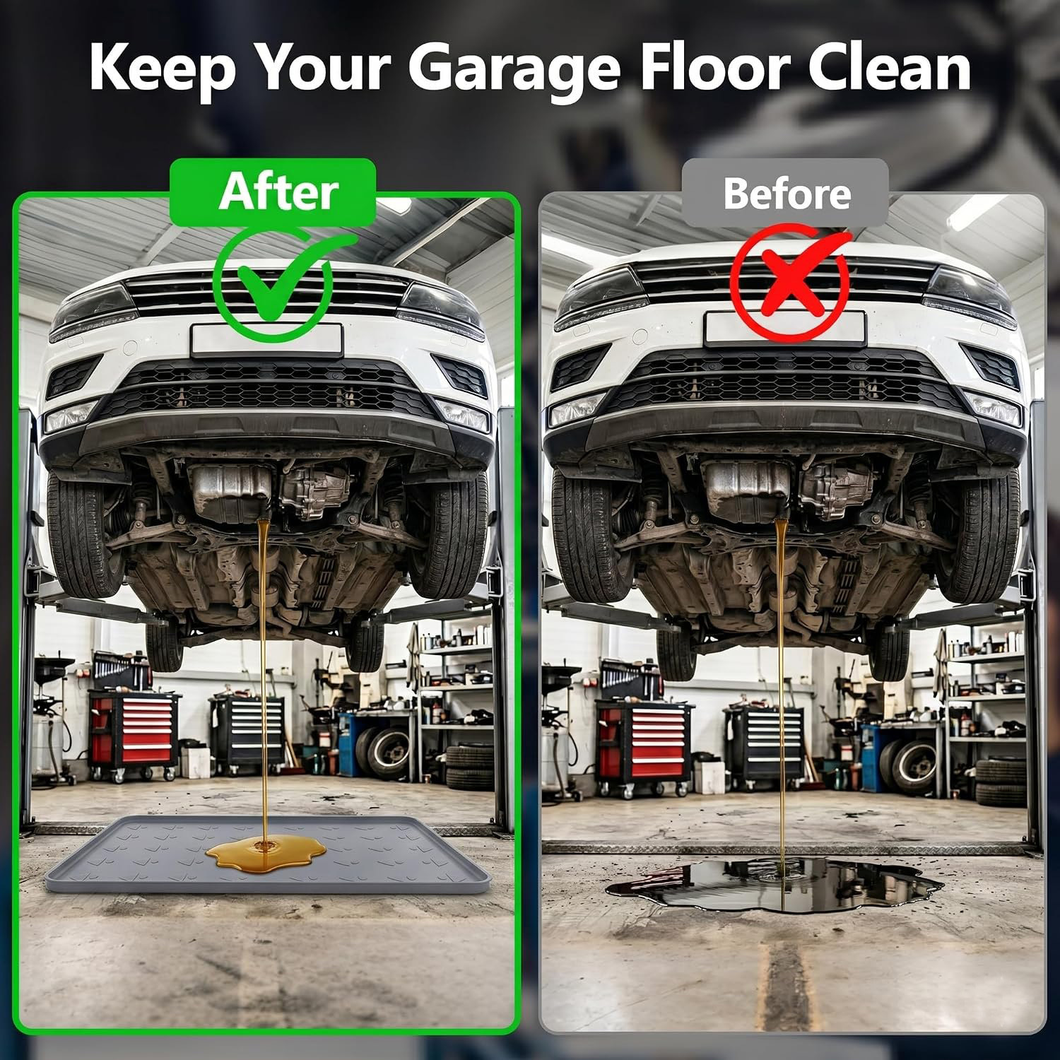 54*34in large size car repair oil leak-proof mat, waterproof silicone easy-to-clean garage floor protection mat
