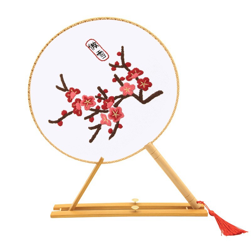 Bordado DIY hecho a mano Lu Bordado producción ventilador material paquete antiguo estilo organza translúcido principiante bordado de doble cara