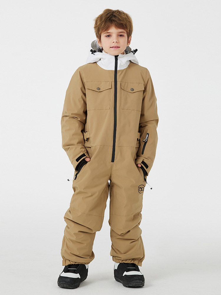 Traje de esquí de una pieza para niños, impermeable, térmico, para exterior