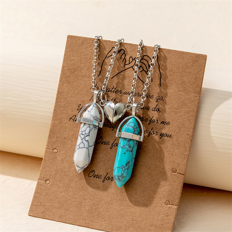Inlay Design Fashion Water Droplets Gem Inlaid Gemstone Pendant Necklace 1 Set