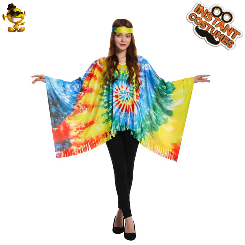 Traje de fiesta hippie de las mujeres adultas retro hippie capa 70 'S' transfronteriza