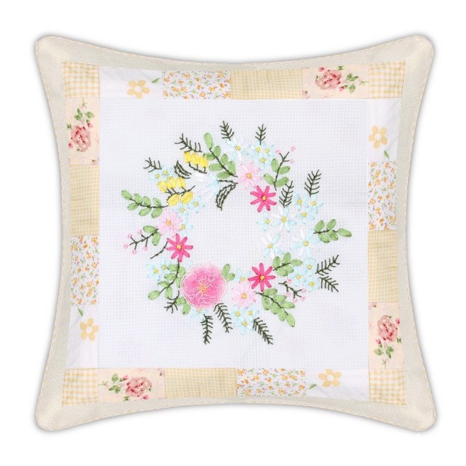 Nueva cinta de seda bordado funda de almohada hecha a mano material de bricolaje paquete cojín cubierta sala de estar tridimensional Cruz puntada entrega de una sola pieza