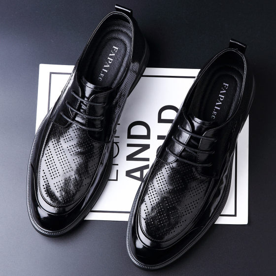 2025 Summer Hollow-out Leather Shoes High-end Genuine Leather Men's Shoes Top Layer Cowhide Business Casual Leather Shoes Fashionable All-match