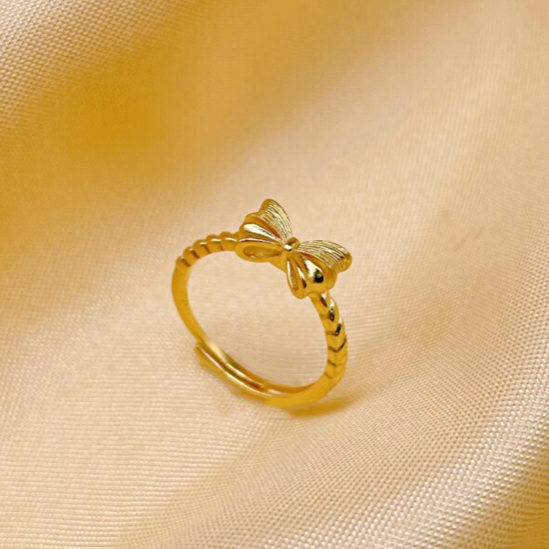 Butterfly knot ring for women, fashionable and elegant, escaped princess, braided simple hoop, adjustable, gift for girlfriend, women's ring