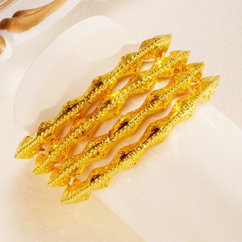 Cross-Border Dubai 24K Gold-Plated Bracelet Indian Bride Wedding Jewelry Gold Bracelet Middle Eastern Women's Bracelet Wholesale