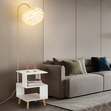 北欧创意个性卧室床头柜落地灯轻奢高档简约无线充电客厅置物架灯