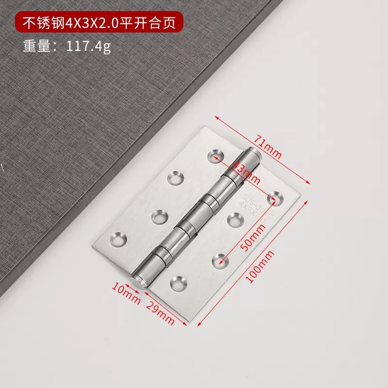 4 pulgadas 5 pulgadas de acero inoxidable bisagra abierta 3.0 bisagra silenciosa gruesa cojinete bisagra de puerta de madera 20 lotes