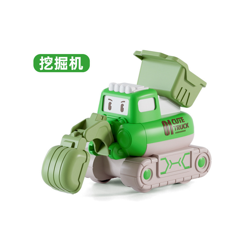 Cross-border new children's engineering car press toy set little boy excavator fall inertial car wholesale