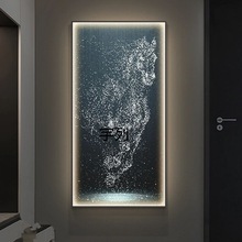 YL现代轻奢玄关装饰画高级感LED灯壁画意式抽象马挂画走廊过道墙