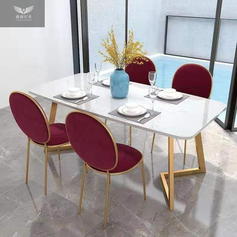 Comedor moderno y minimalista, mesa de comedor de mármol nórdico, mesa de comedor rectangular, mesa de comedor doméstica pequeña, combinación de mesa y silla