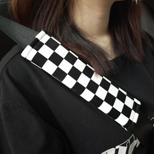 Small Plaid Car Seat Belt Shoulder Cover Girls Lined Plush Protective Cover Anti-Neck Four Seasons Universal Cover