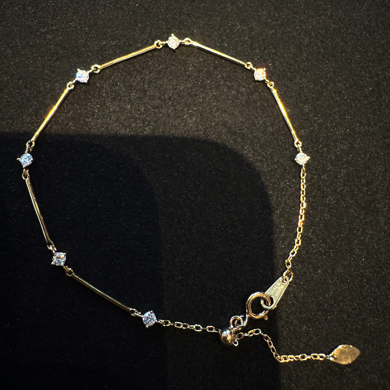 Japanese-Style Affordable Jewelry Minimalist Bamboo Knot Sparkling Diamond Splicing Bracelet Starry Sky Ultra-Thin Stackable Jewelry Affordable Alternative