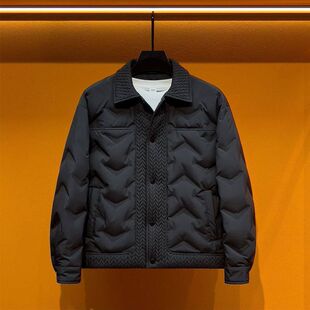 2024 New Vintage Winter Chanel Style Cotton-padded Jacket Trendy Men's Cotton-padded Jacket Lapel Warm Thickened Loose Cotton-padded Jacket