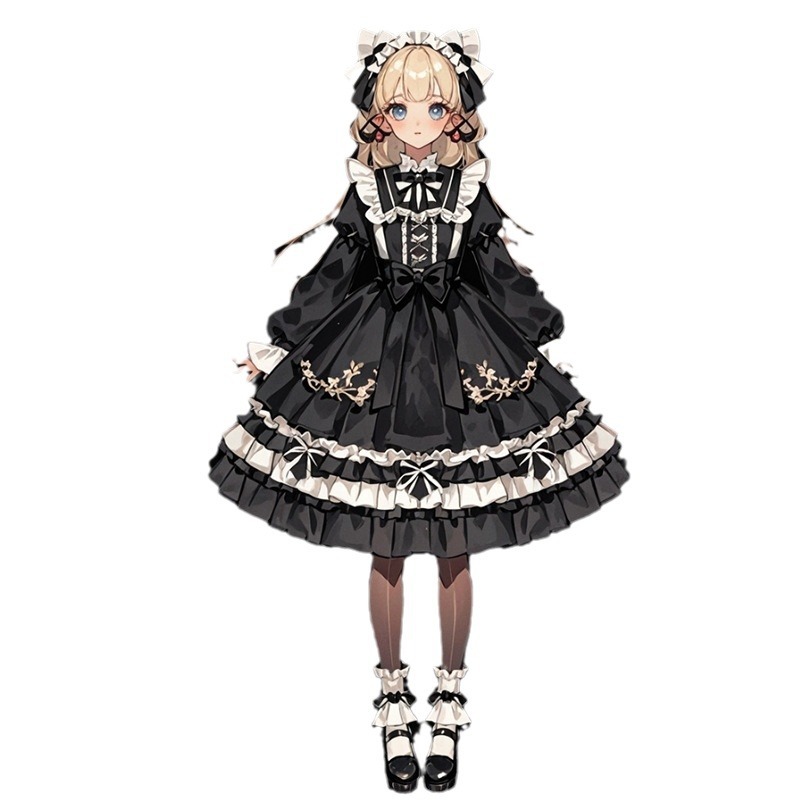 원래 디자인 로리타 작은 드레스 매일 원피스 맞춤형 하이 엔드 여성 의류 다크 브라운 공주 투투 원피스