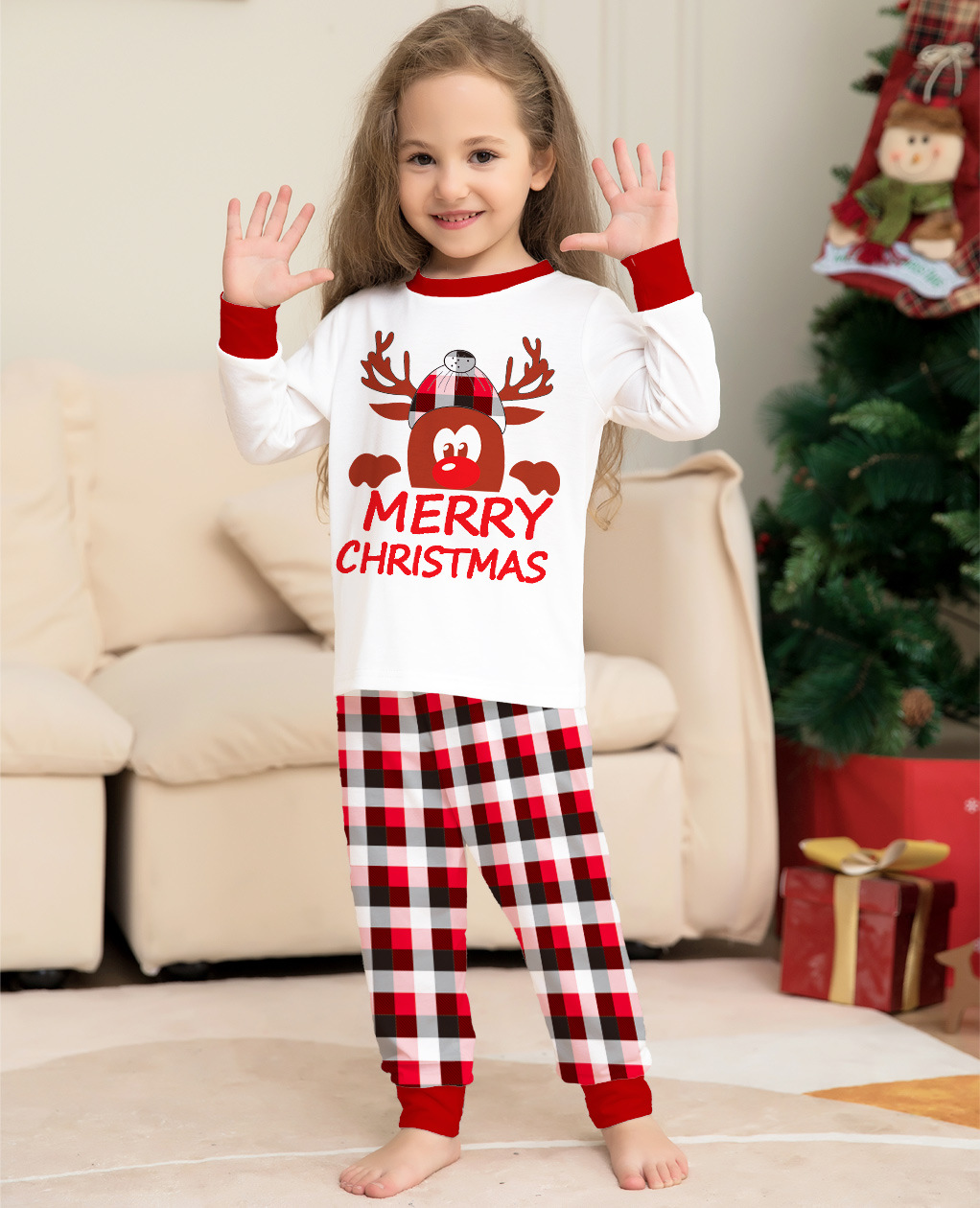 Cute Elk Cotton Printing Pants Sets Jogger Pants Family Matching Outfits display picture 6