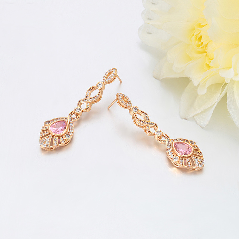 Xuping Caibao serie de aretes de gota de agua ligero lujo temperamento pendientes de cobre aleación de aretes de viento retro al por mayor mujeres