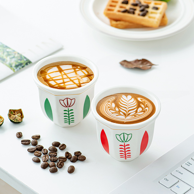 Traditional Arabic Coffee Cup Tulip Middle Eastern Tea Cup 100ml 180ml 250ml Cappuccino Ceramic Cup