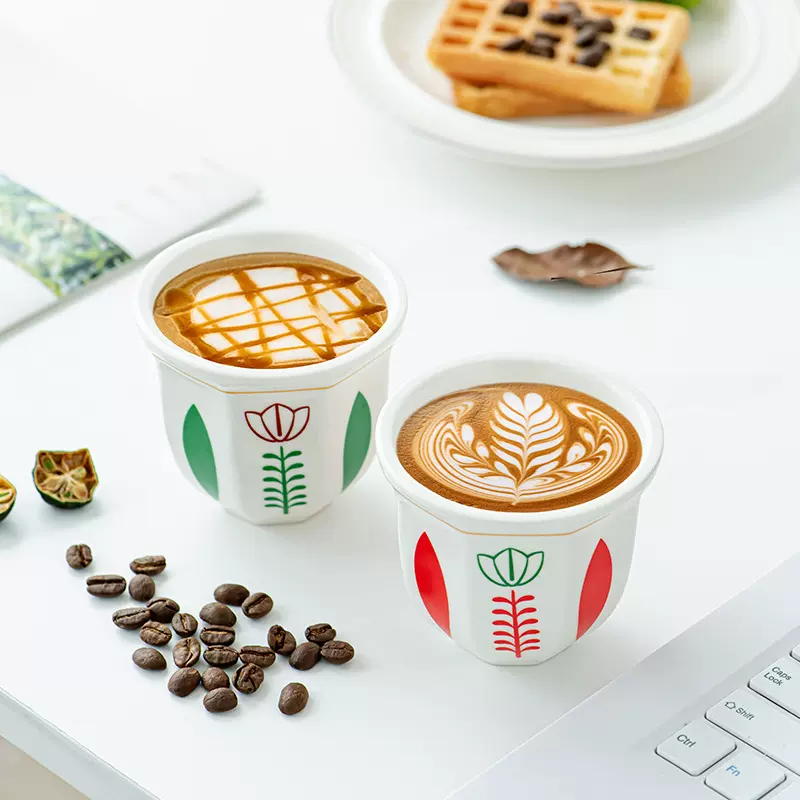 传统阿拉伯咖啡杯郁金香中东茶杯100ml180ml 250ml卡布奇诺陶瓷杯