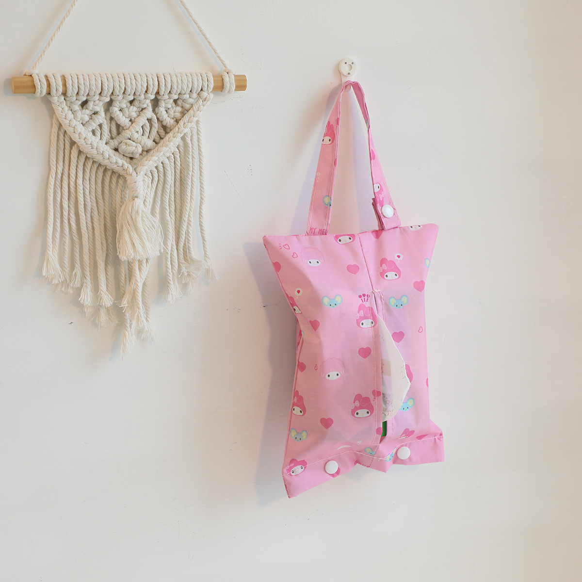 New Cartoon Melo Kuromi Waterproof Hanging Paper Towel Cover Car Paper Towel Cover Household Fabric Hanging Paper Box